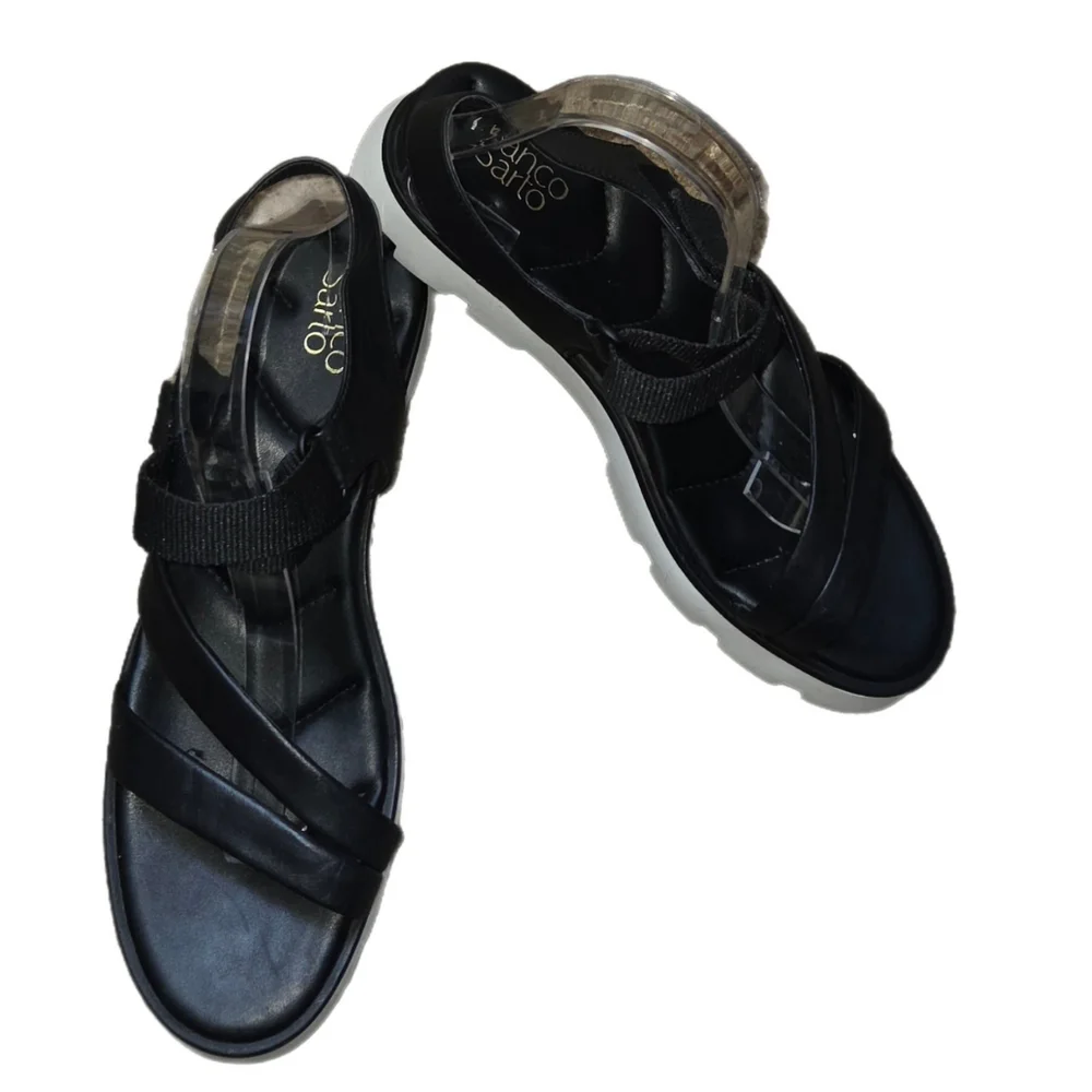 Franco Sarto Urla Platform Black Leather Strappy Sandals Size 11M - Picture 8 of 9